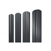 ГРАНД ЛАЙН Штакетник Twin фигурный 0,4 PE RAL 7024 мокрый асфальт 450254