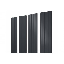 ГРАНД ЛАЙН Штакетник Twin с прямым резом 0,5 Rooftop Бархат RAL 7024 мокрый асфальт 256233