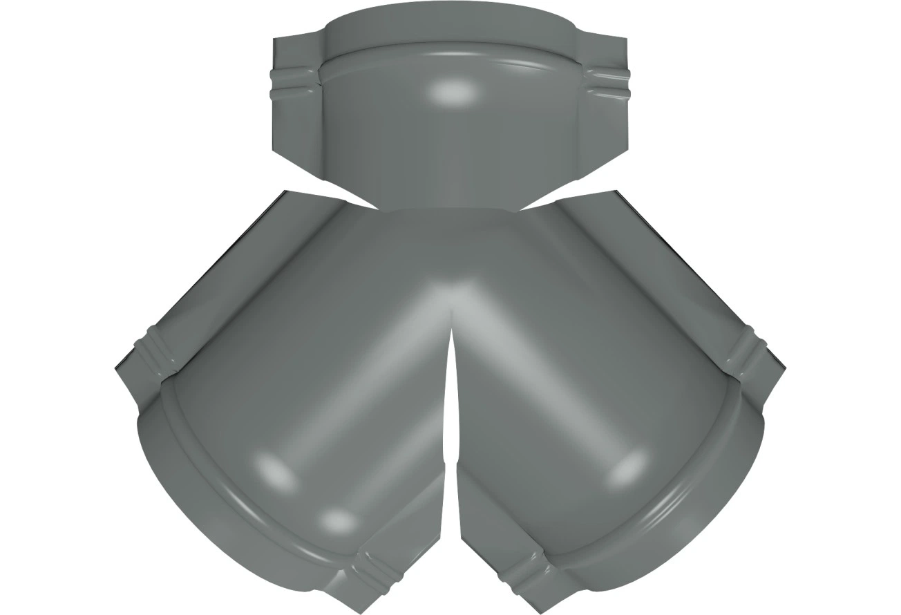 Y-образный тройник полукруглого конька Grand Line 0,45 ПЭ с пленкой RAL 7005 мышино-серый