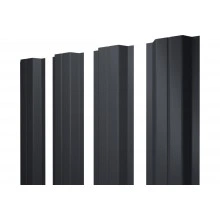Штакетник П-образный A с прямым резом Grand Line 0,45 Drap RAL 7024 мокрый асфальт