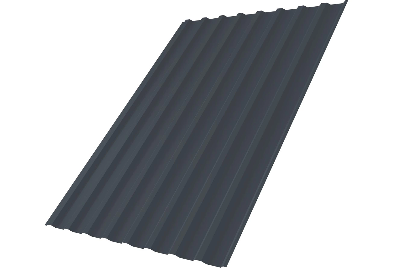 Профнастил С20B Grand Line 0,5 GreenCoat Pural БТ матовый RR 23 темно-серый (RAL 7024 мокрый асфальт)