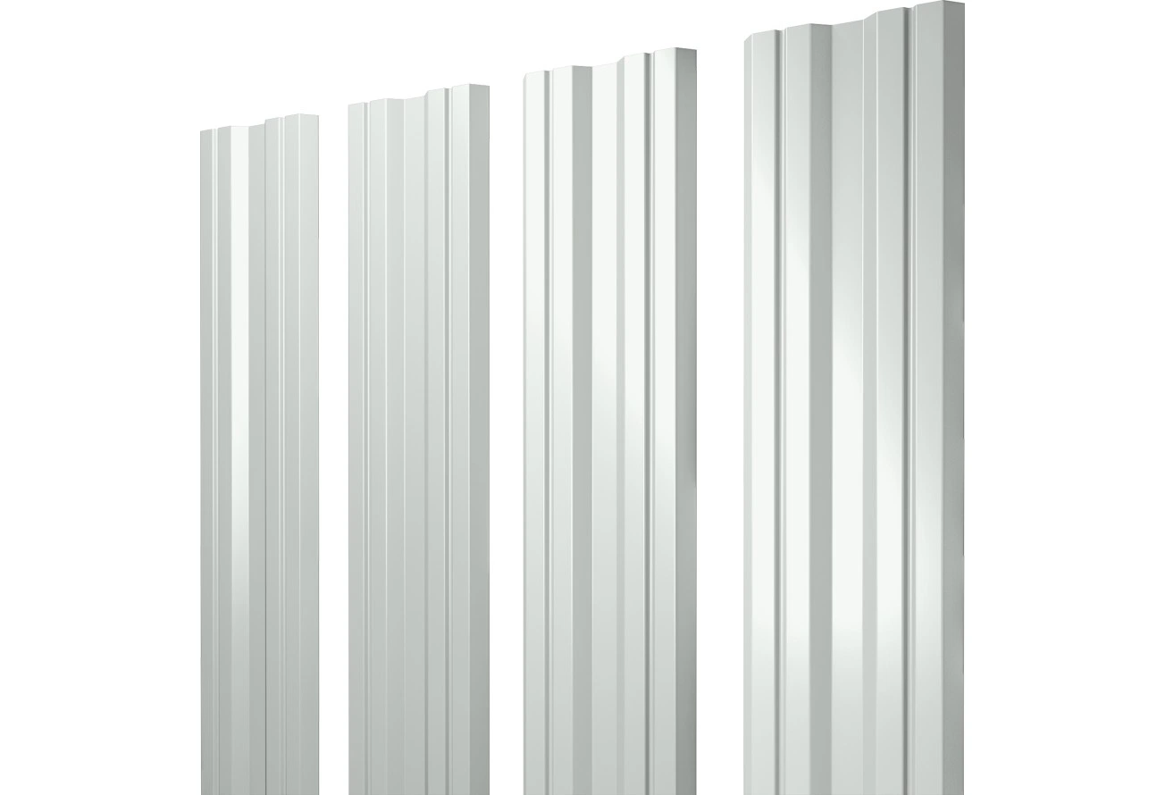Штакетник Твин с прямым резом Grand Line 0,45 Drap RAL 9003 сигнальный белый