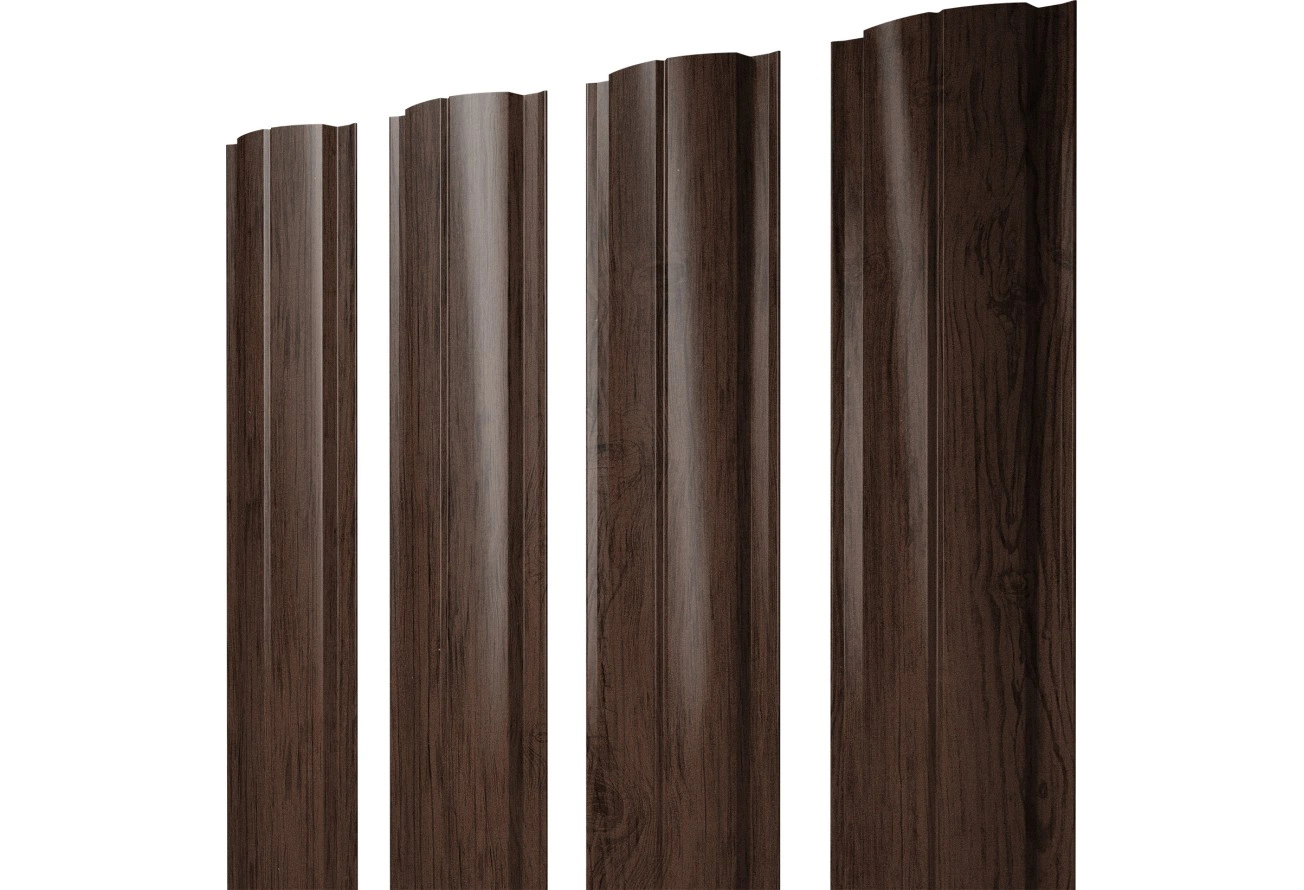 Штакетник Полукруглый Слим с прямым резом Grand Line 0,45 Принт Премиум Античный дуб TwinColor