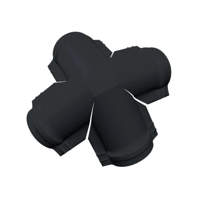 Четверник малого полукруглого конька Grand Line 0,5 Rooftop Бархат с пленкой RAL 7024 мокрый асфальт — 292217 Четверник малого полукруглого конька Grand Line 0,5 Rooftop Бархат с пленкой RAL 7024 мокрый асфальт — 292217