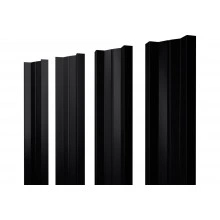 Штакетник М-образный A с прямым резом Grand Line 0,5 PurPro матовый RAL 9005 черный