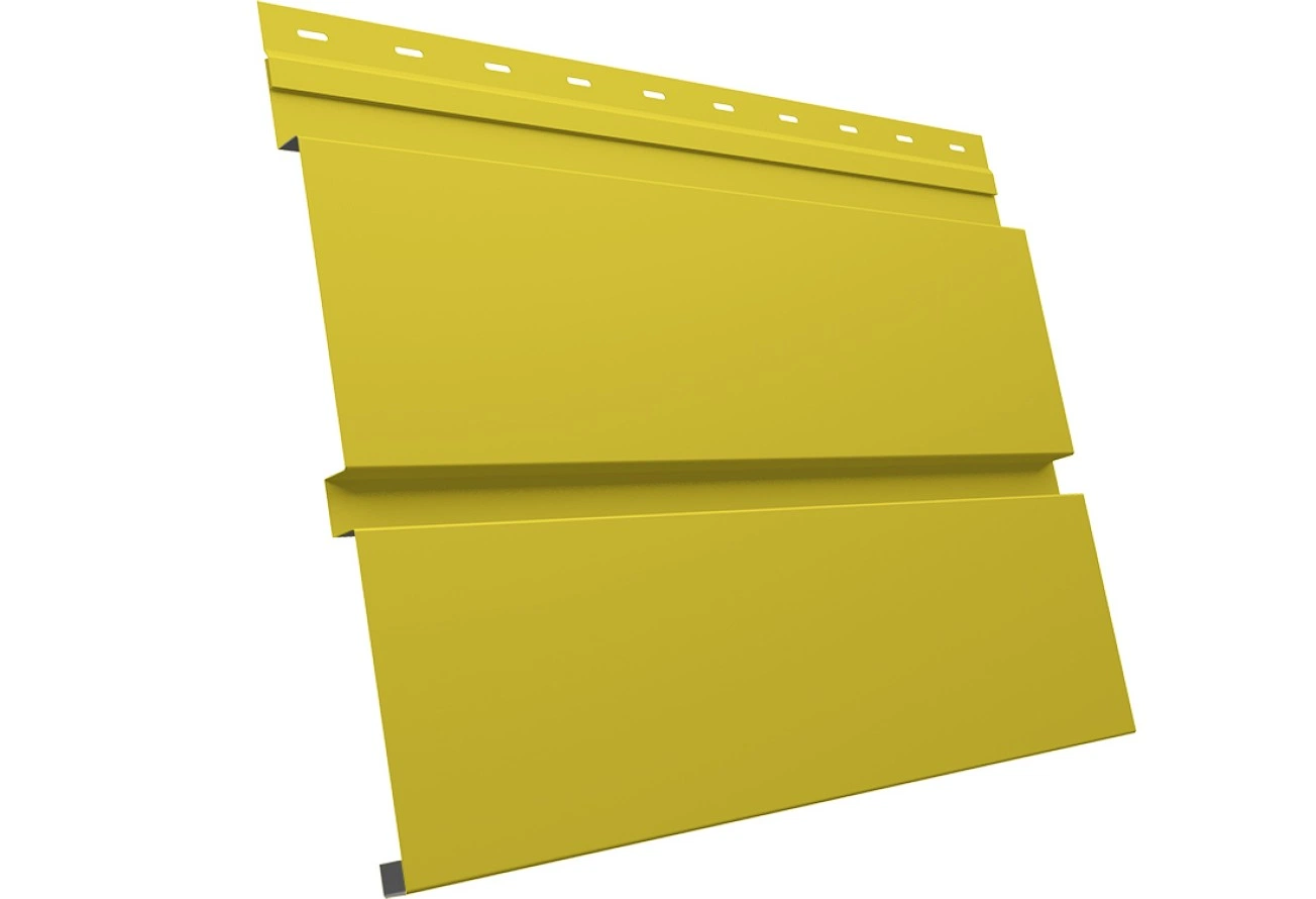 Сайдинг металлический Квадро Брус в01 Grand Line 0,45 ПЭ с пленкой RAL 1018 цинково-желтый