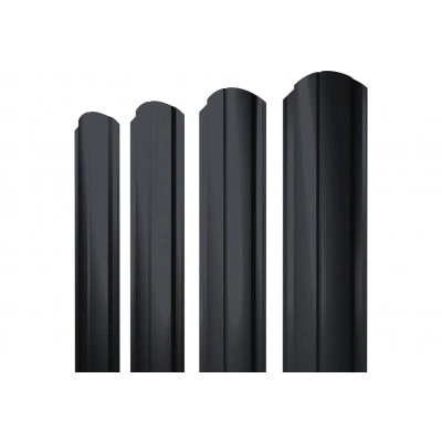 Штакетник Полукруглый Слим фигурный Grand Line 0,5 GreenCoat Pural БТ матовый RR 23 темно-серый (RAL 7024 мокрый асфальт) — 432840