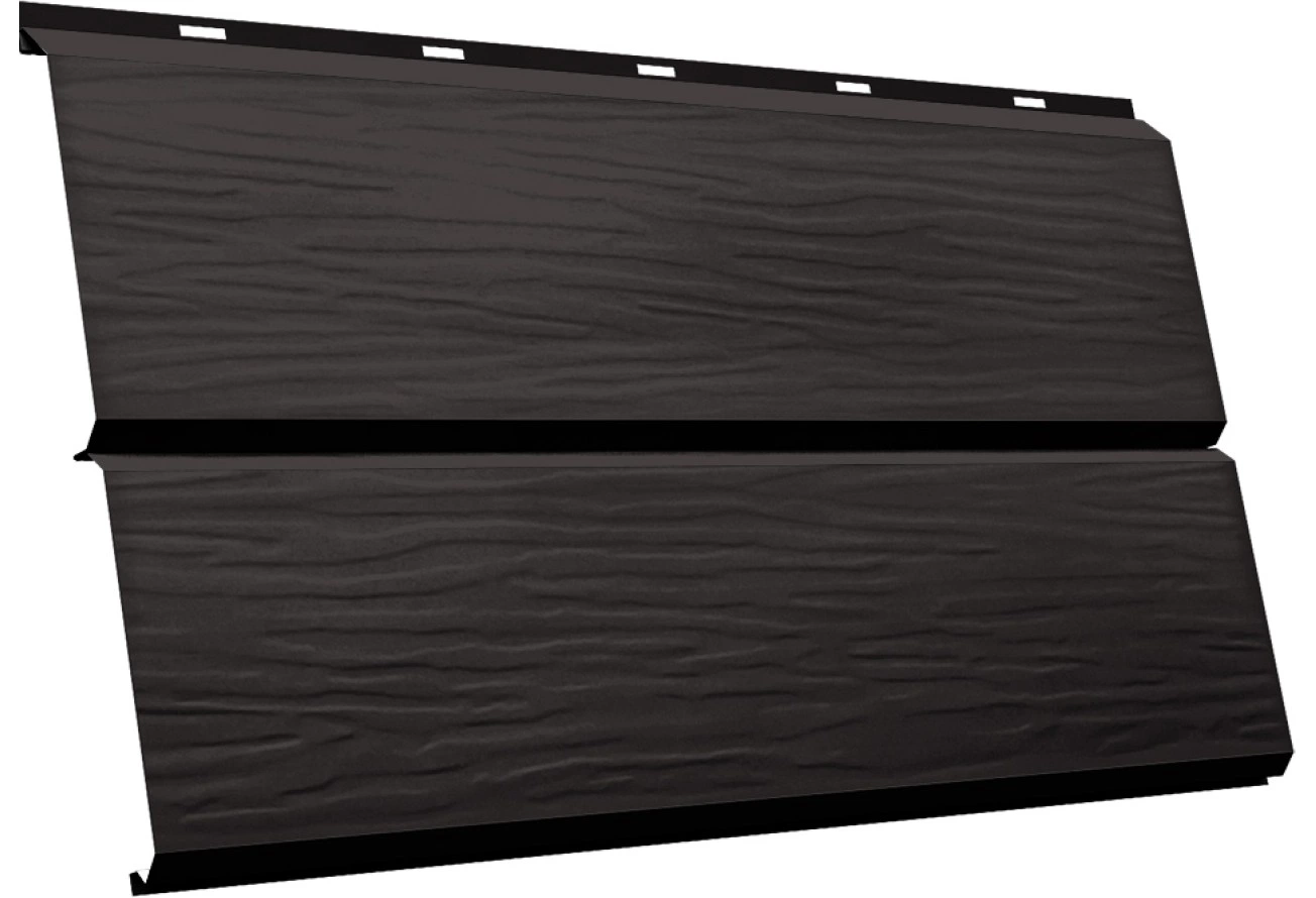 Сайдинг металлический ЭкоБрус 3D Grand Line 0,45 Drap с пленкой RR 32 темно-коричневый
