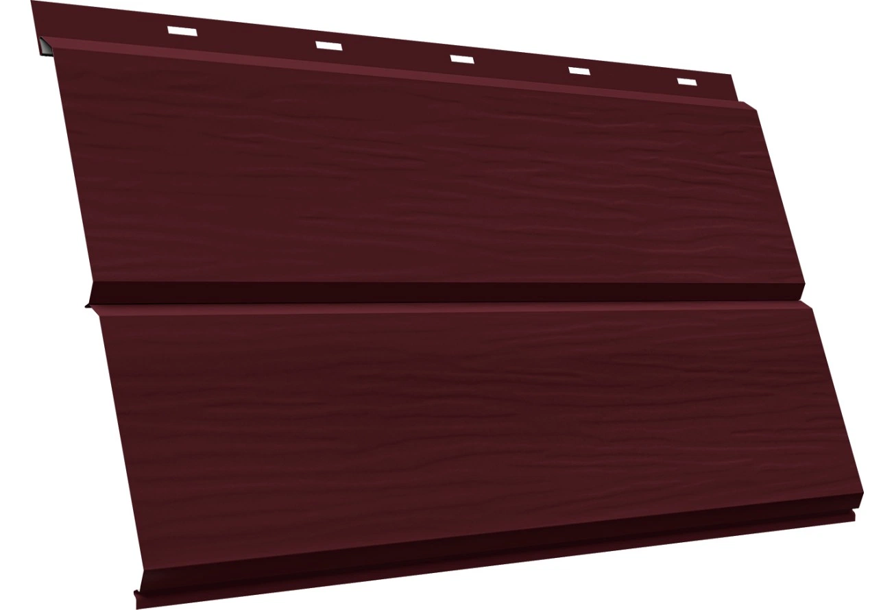Сайдинг металлический ЭкоБрус новый 3D Grand Line 0,45 Drap RAL 3005 красное вино