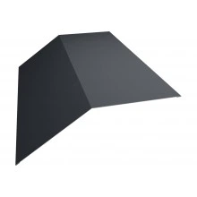 Планка плоского конька 190х190 Grand Line 0,5 Rooftop Бархат RAL 7024 мокрый асфальт (3м)