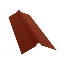 Планка плоского конька 150х40х150 Grand Line 0,5 Сатин с пленкой RAL 8004 терракота (2м)