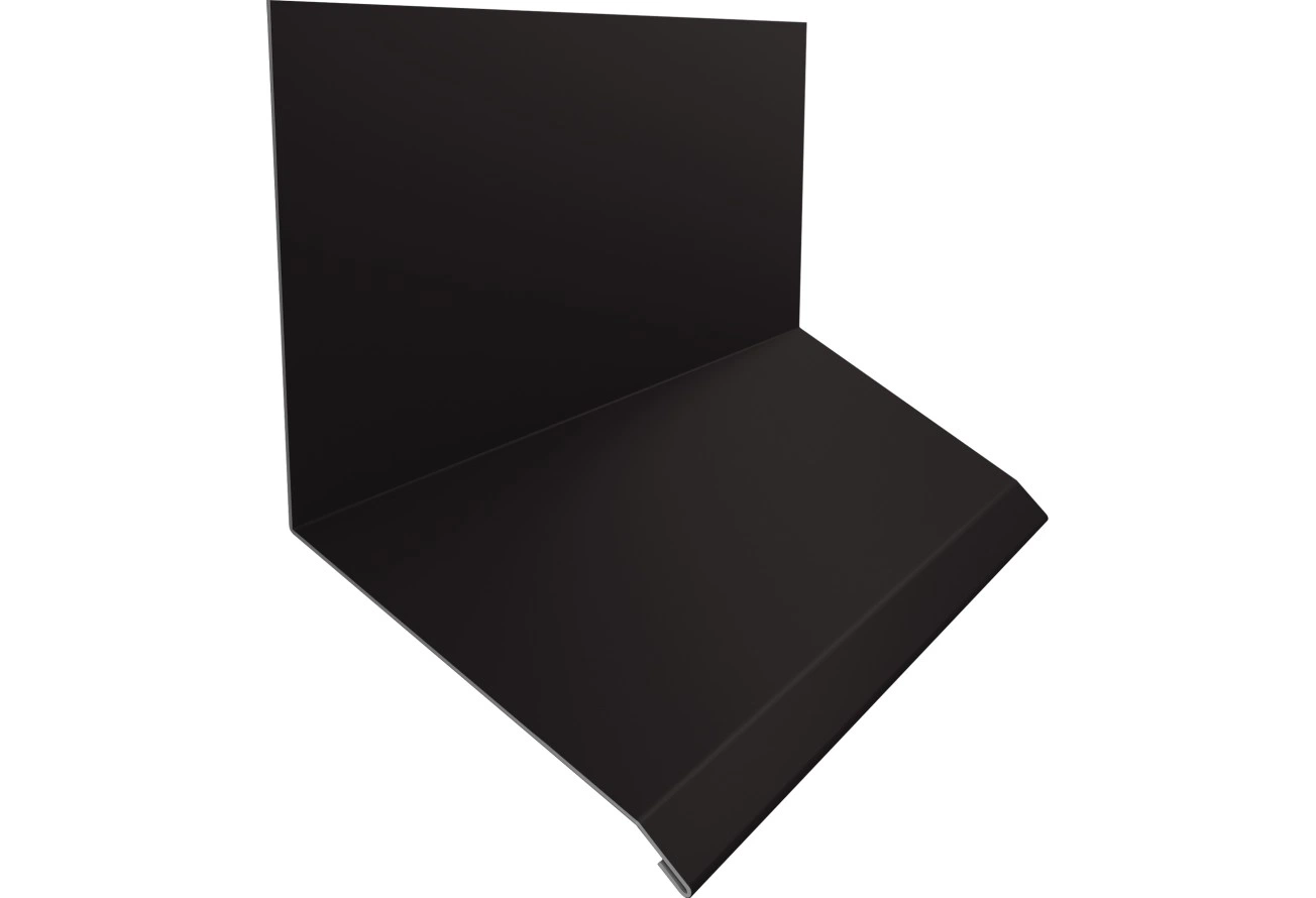 Планка примыкание верхнее к стене фальц 150х130х20 Grand Line 0,45 Drap СТ RR 32 темно-коричневый (3м)