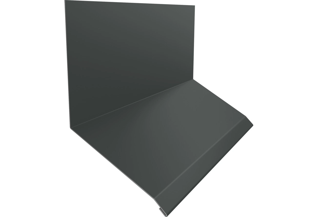Планка примыкание верхнее к стене фальц 150х130х20 Grand Line 0,45 ПЭ с пленкой RAL 7005 мышино-серый (3м)