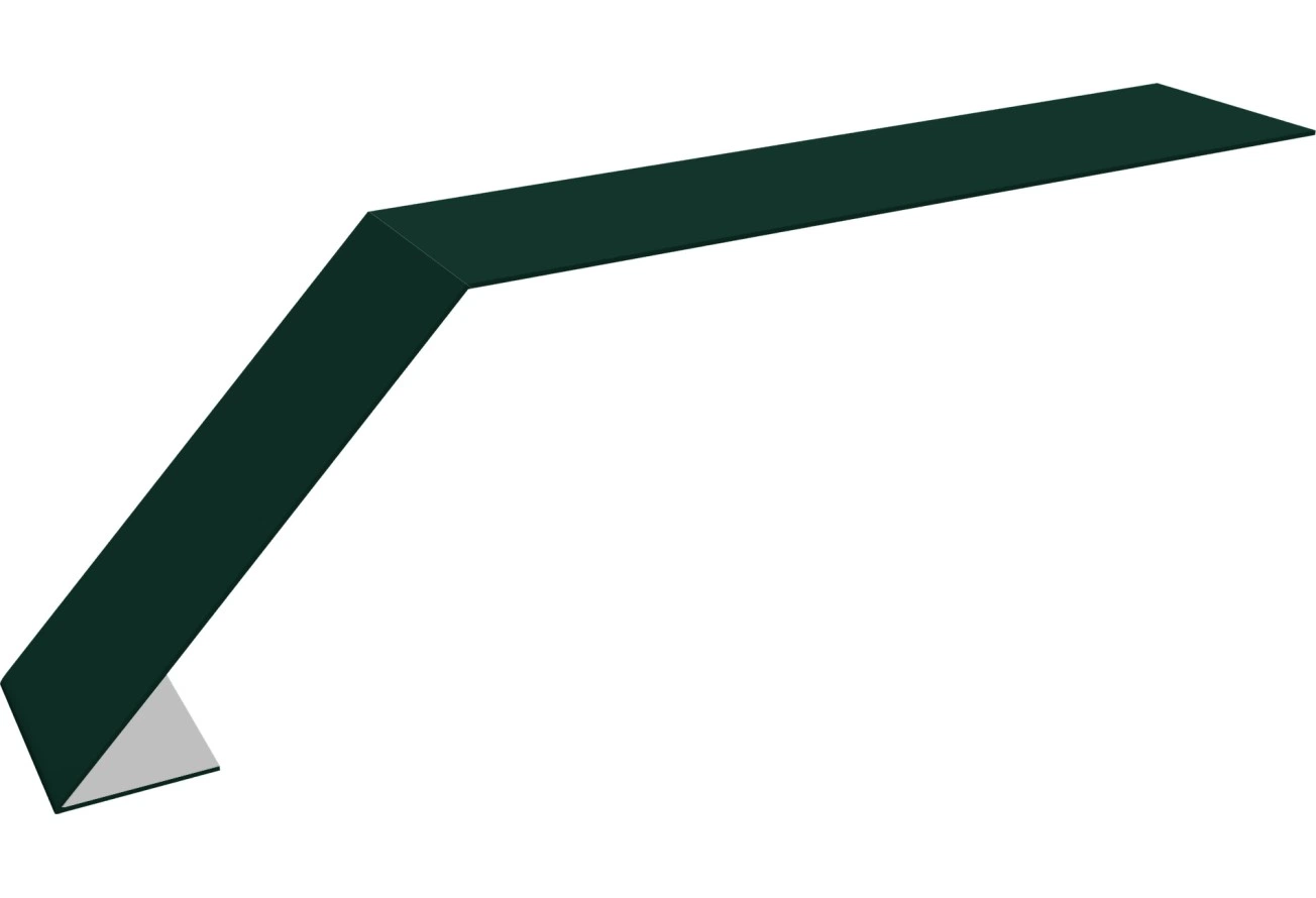 Карнизная планка для мягкой кровли 100х60 Grand Line 0,5 Сатин с пленкой RAL 6005 зеленый мох (2м)