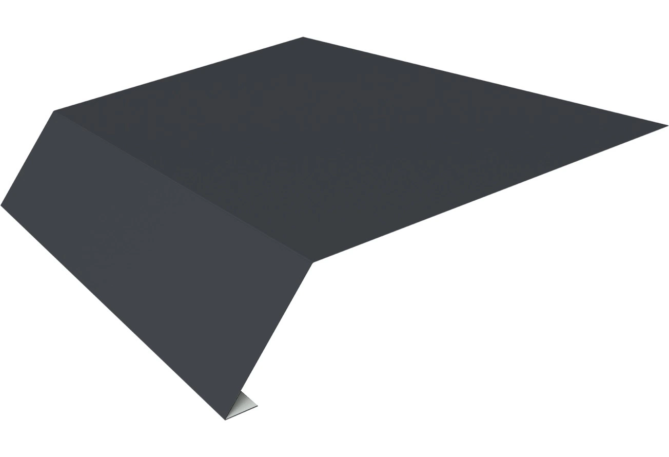 Карнизная планка 135х50 Фартук S14 над желобом Grand Line 0,45 ПЭ с пленкой RAL 7024 мокрый асфальт (3м)