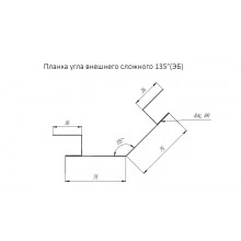 Угол внешний сложный 75х75 135 градусов Grand Line 0,45 Drap RAL 6005 зеленый мох (2м)