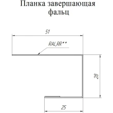 Планка завершающая фальц Grand Line 0,5 GreenCoat Pural БТ матовый RR2H3 (RAL 7016 антрацитово-серый) (2м)