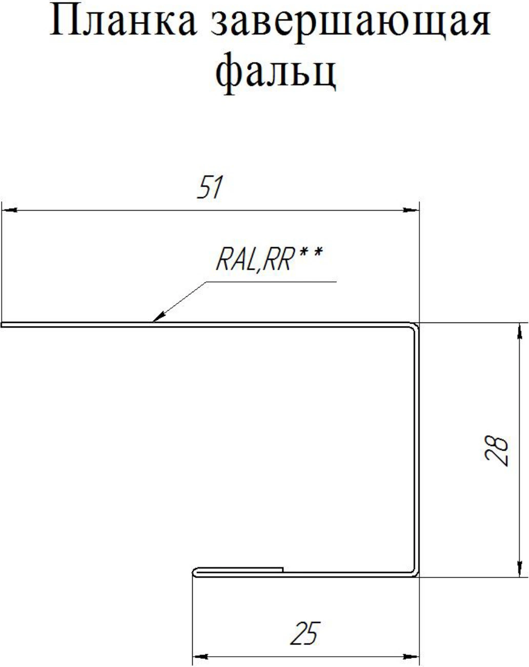 Чертеж завершающей планки фальц