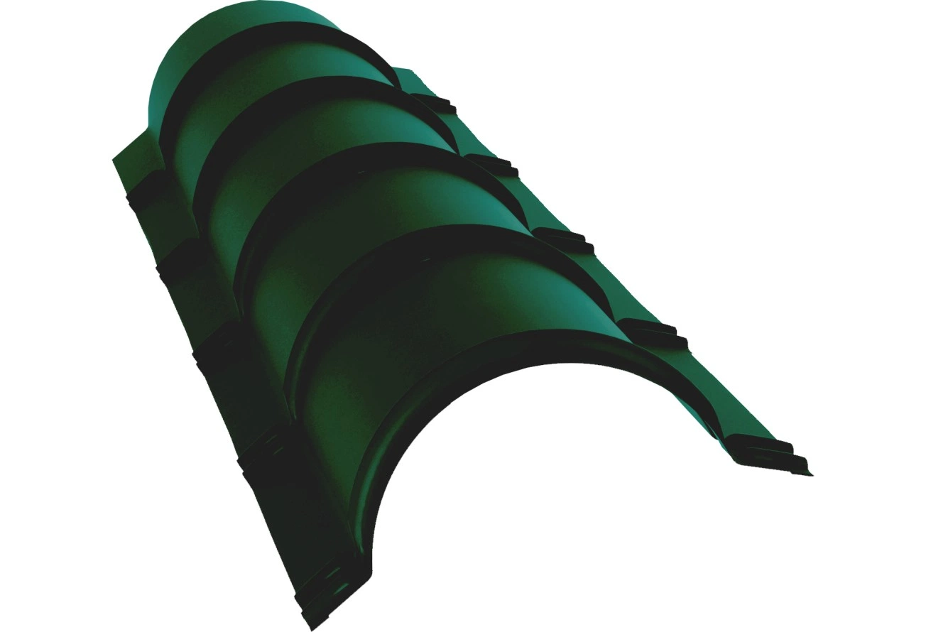 Планка конька полукруглого Grand Line 0,5 Сатин матовый RAL 6005 зеленый мох (1,97м)