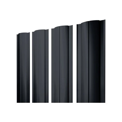 Штакетник Круглый с прямым резом Grand Line 0,5 PurPro RAL 7024 мокрый асфальт — 557274