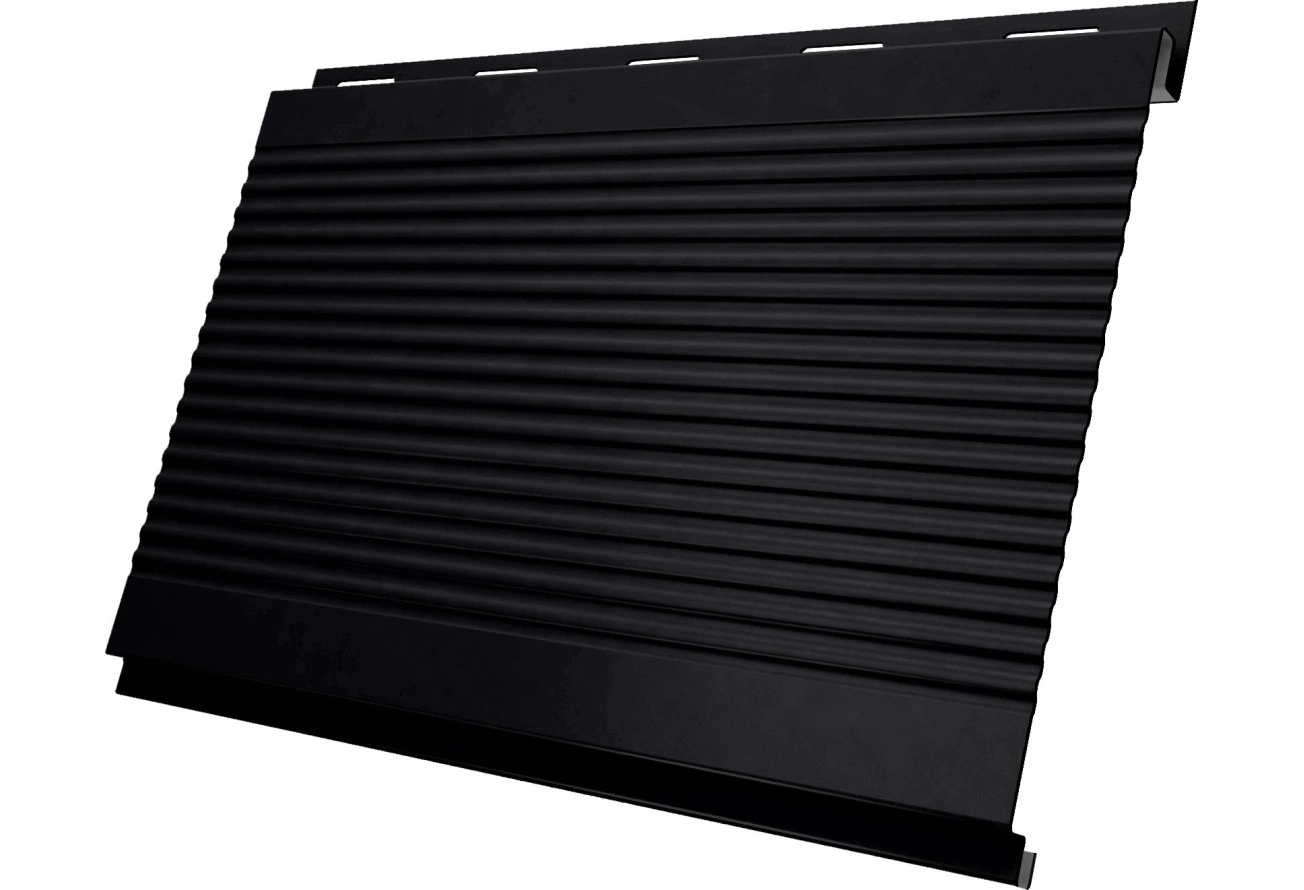 Сайдинг металлический Вертикаль гофр Grand Line 0,5 Drap ТХ с пленкой RAL 9005 черный