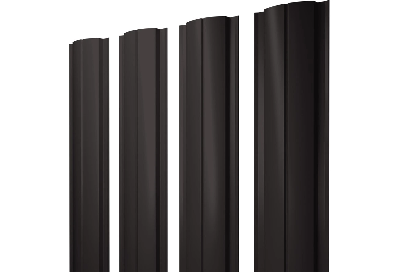 Штакетник Полукруглый Слим с прямым резом Grand Line 0,5 Drap ТХ RR 32 темно-коричневый