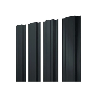 Штакетник Прямоугольный с прямым резом Grand Line 0,5 Drap ТХ RAL 7016 антрацитово-серый — 572408
