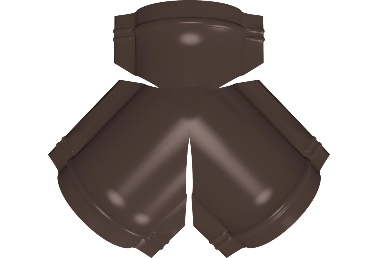 Y-образный тройник малого полукруглого конька Grand Line 0,5 PurPro с пленкой RAL 8017 шоколад