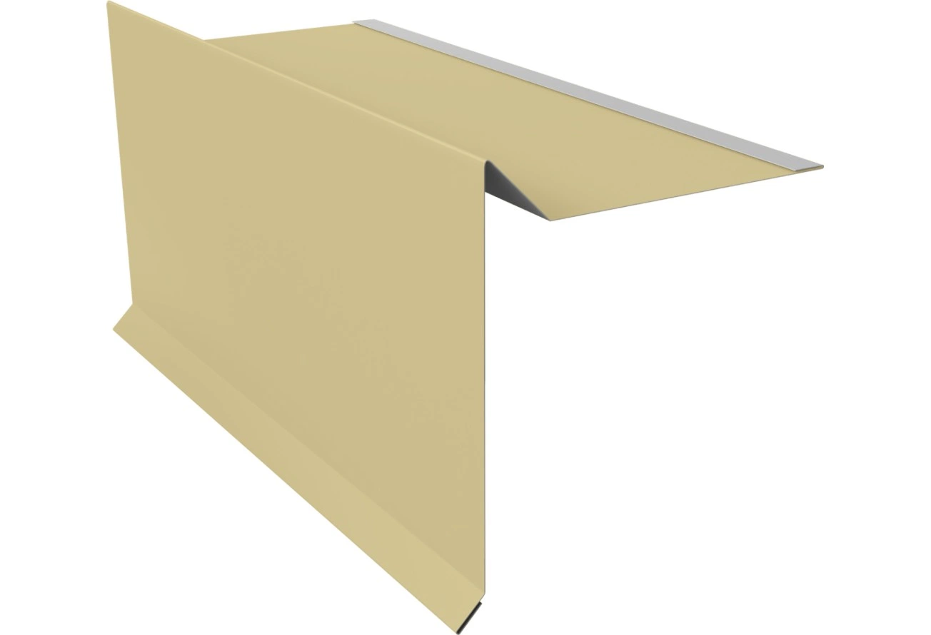 Планка ветровая с отгибом для мягкой кровли 100х20х70 Grand Line 0,45 ПЭ с пленкой RAL 1014 слоновая кость (3м)
