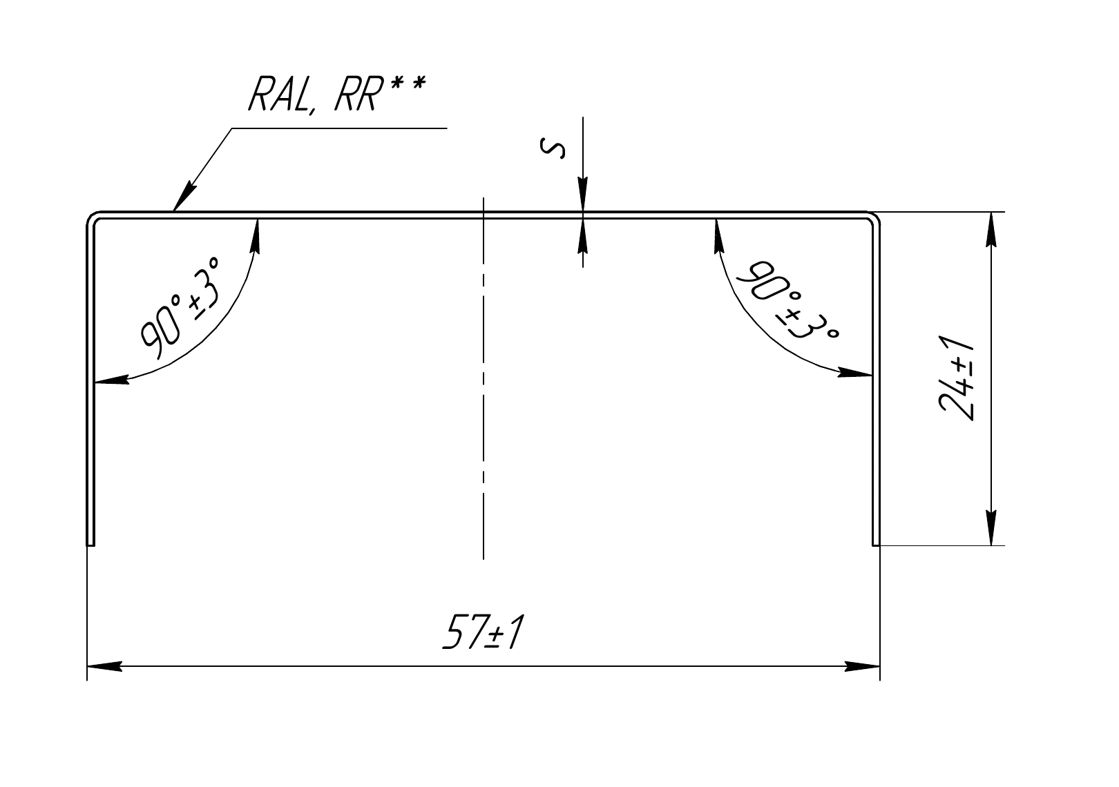 Сечение накладки Grand Line для столба 62х55 мм — прямое исполнение