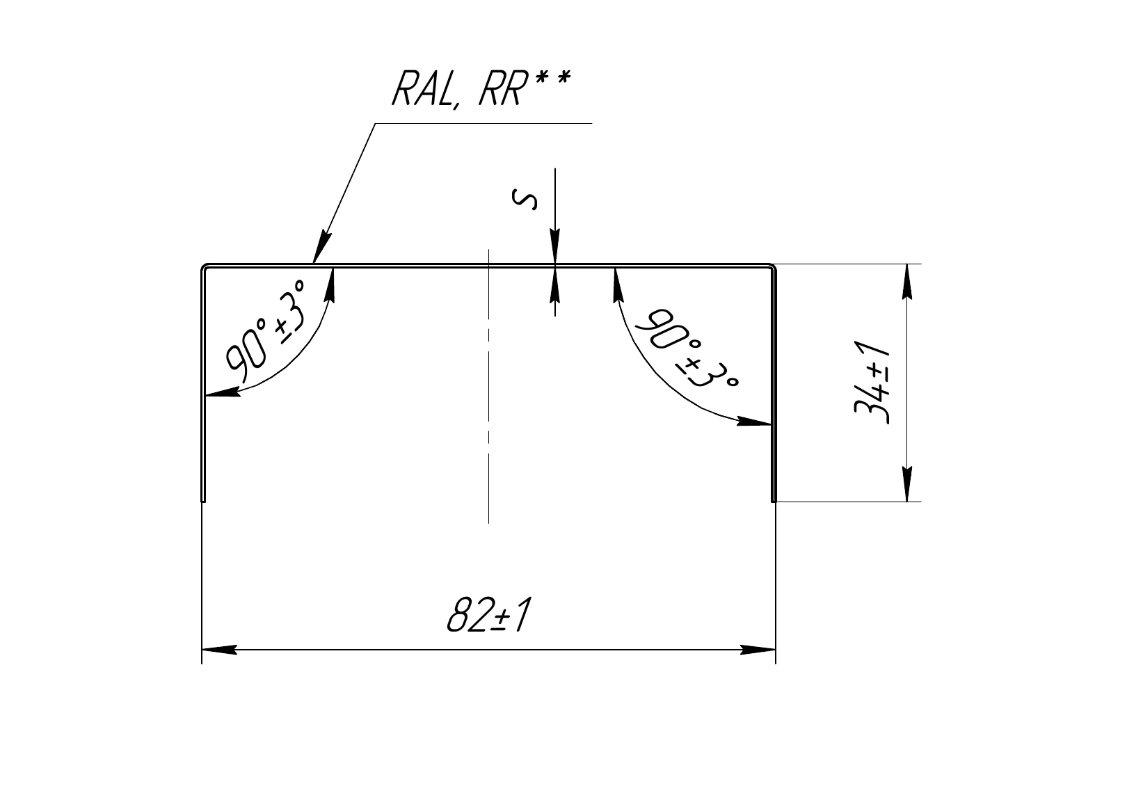 Сечение накладки Grand Line для столба 80х80 мм — прямое исполнение