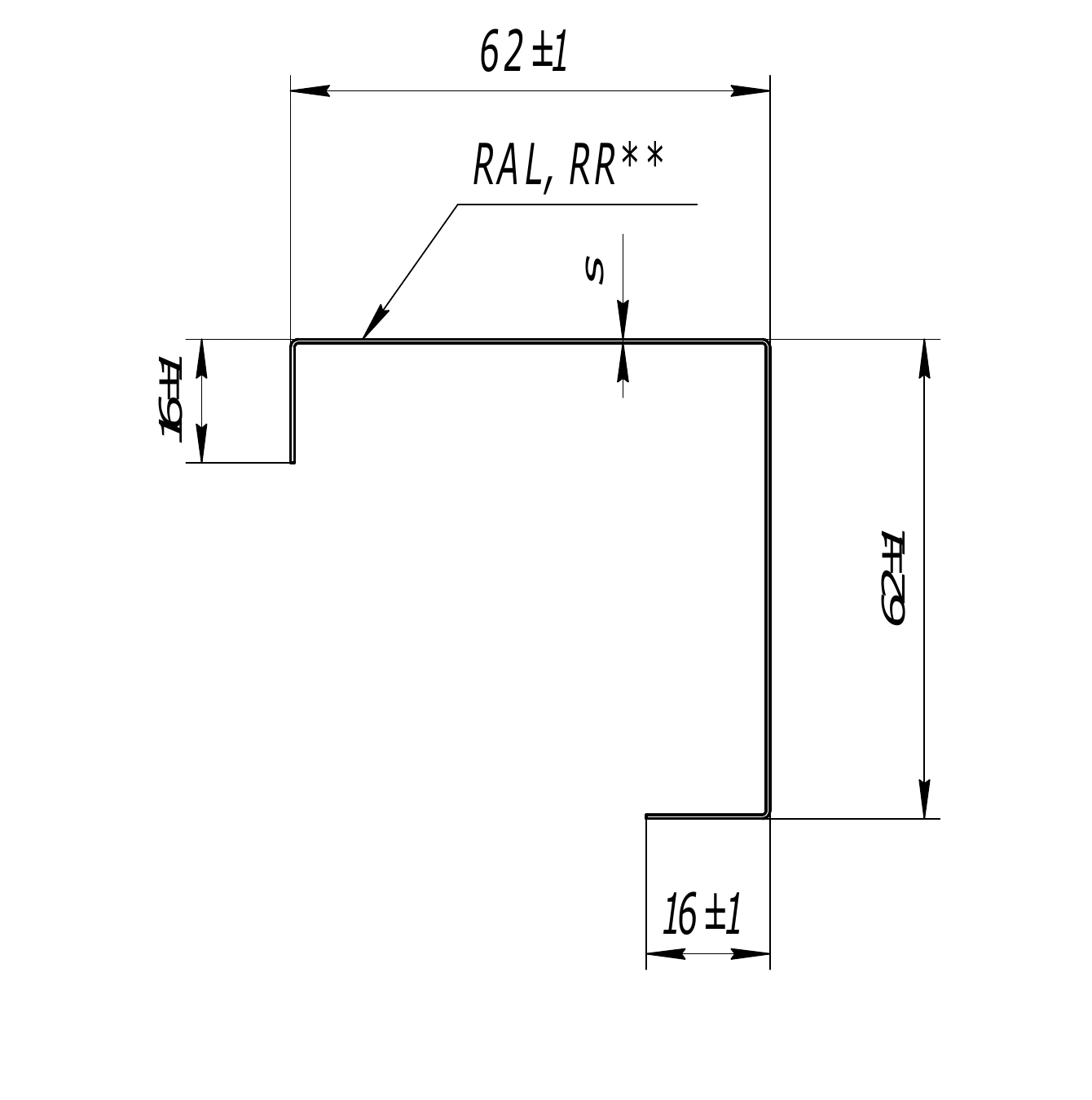 Сечение накладки Grand Line для столба 60х60 мм — угловое исполнение