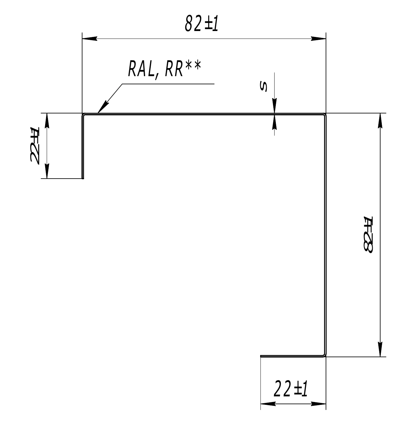 Сечение накладки Grand Line для столба 80х80 мм — угловое исполнение
