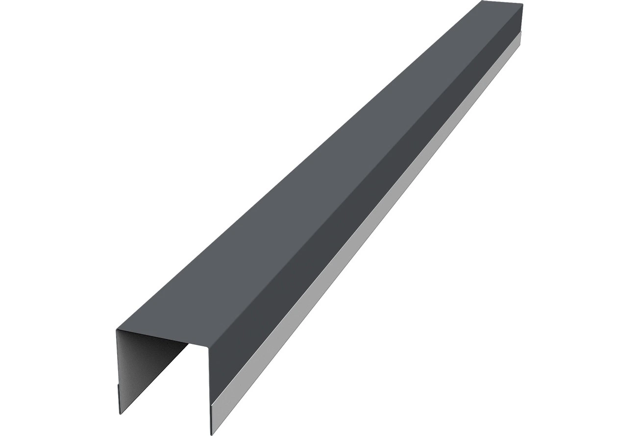 Планка вертикальная обратная для забора жалюзи Палермо Grand Line 0,5 Drap ТХ RAL 7024 мокрый асфальт (2м)