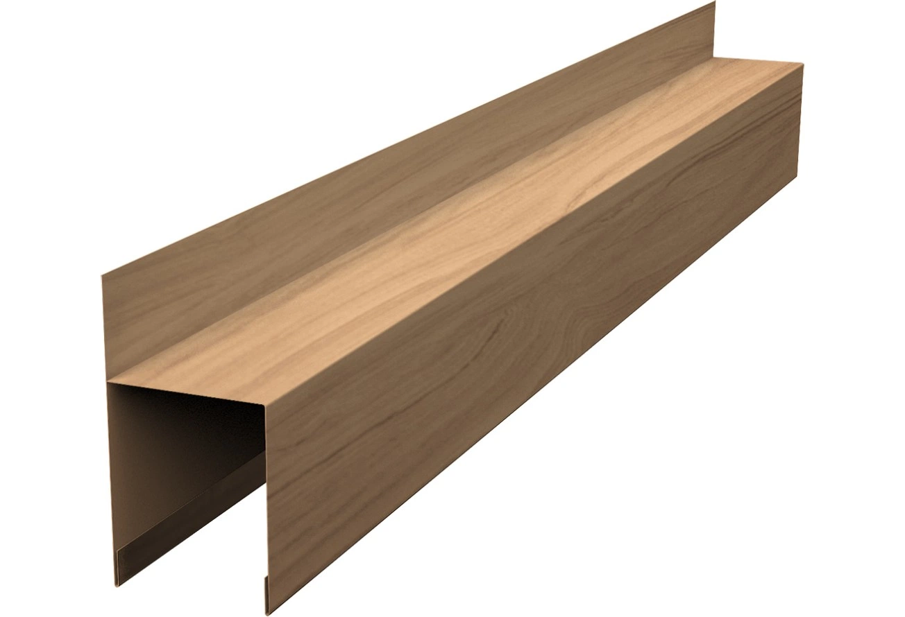 Планка опорная составная внешняя для забора жалюзи Палермо Grand Line 0,45 Принт Элит Медовое дерево TwinColor (3м)