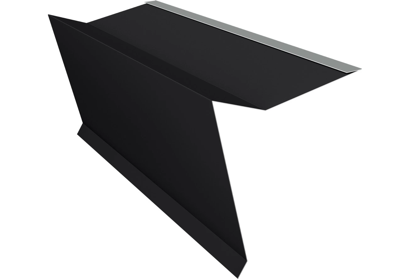 Планка ветровая для мягкой кровли 60х30х90 Фартук фронтонный S5 Grand Line 0,5 Сатин с пленкой RAL 9005 черный (3м)