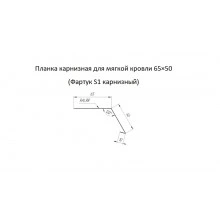Карнизная планка для мягкой кровли 65х50 Фартук S1 карнизный Grand Line 0,5 Сатин матовый RR 32 темно-коричневый (2м)
