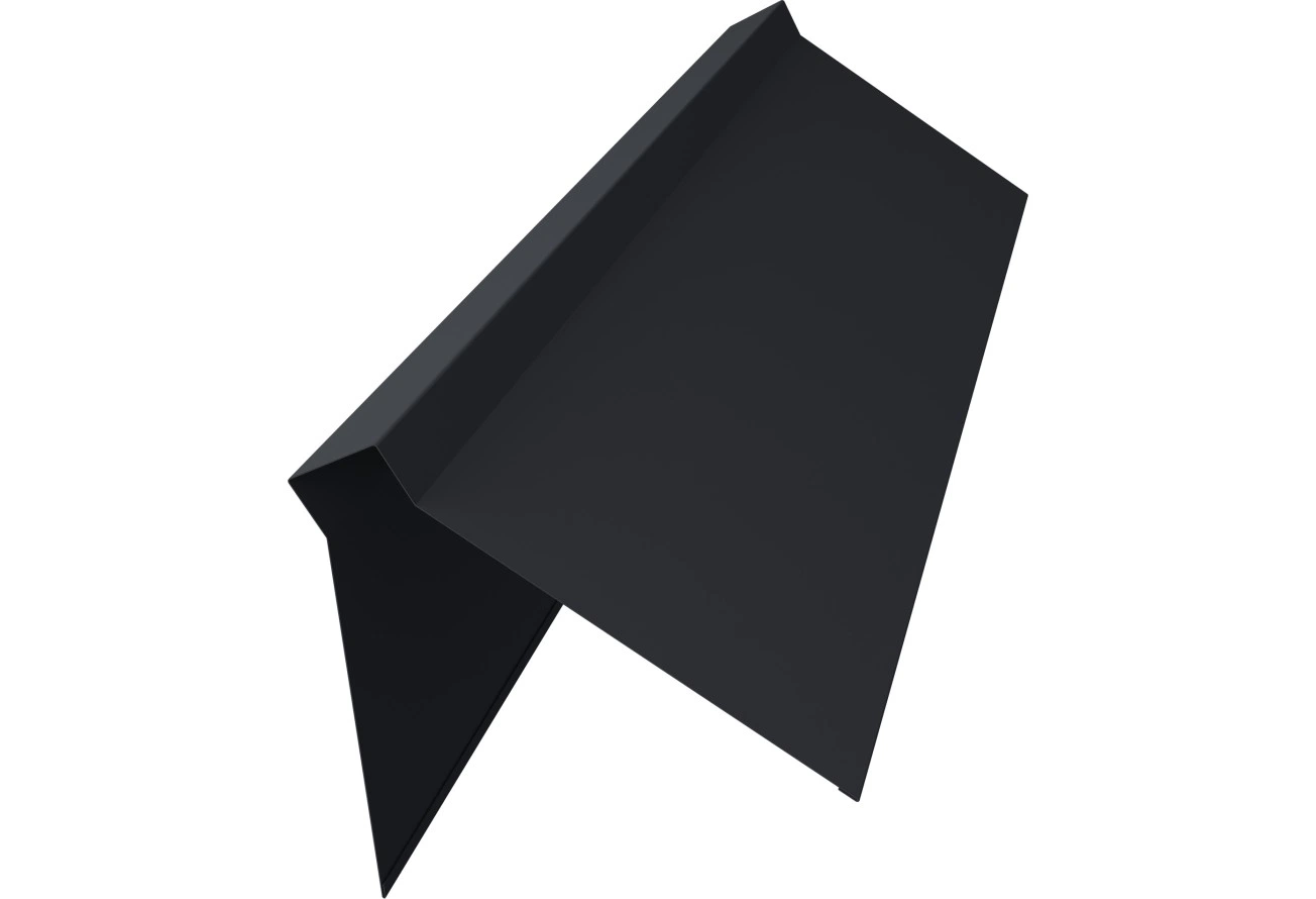Планка плоского конька 220х50х220 Grand Line 0,4 ПЭ двухсторонний с пленкой RAL 7024 мокрый асфальт (2м)