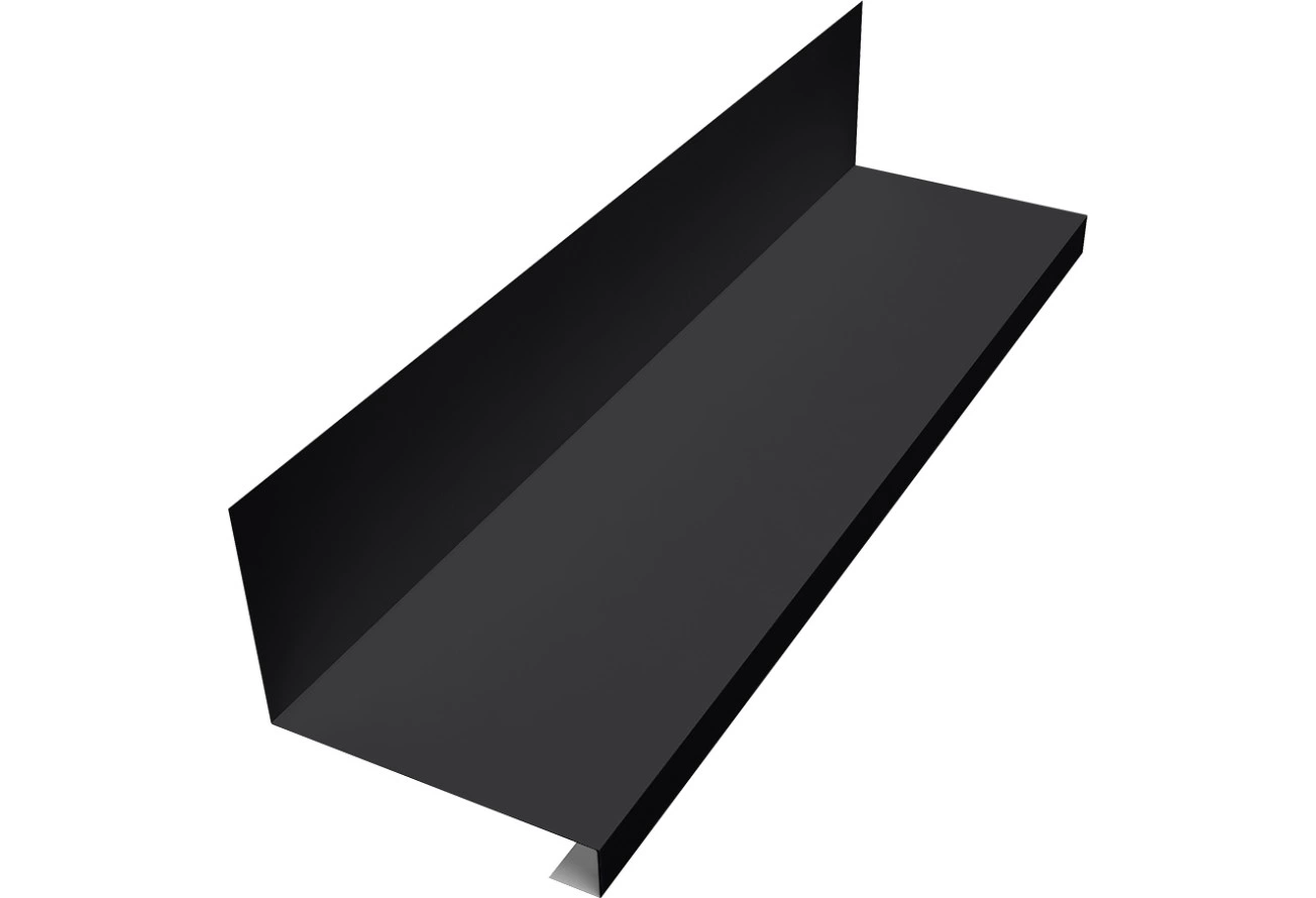 Планка примыкание нижнее к трубе фальц Grand Line 0,45 ПЭ с пленкой RAL 9005 черный (2м)
