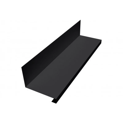 Планка примыкание нижнее к трубе фальц Grand Line 0,45 ПЭ двухсторонний с пленкой RAL 9005 черный (2м) — 660885