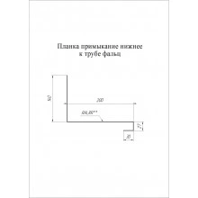 Планка примыкание нижнее к трубе фальц Grand Line 0,5 Сатин матовый ТХ RAL 9005 черный (3м)