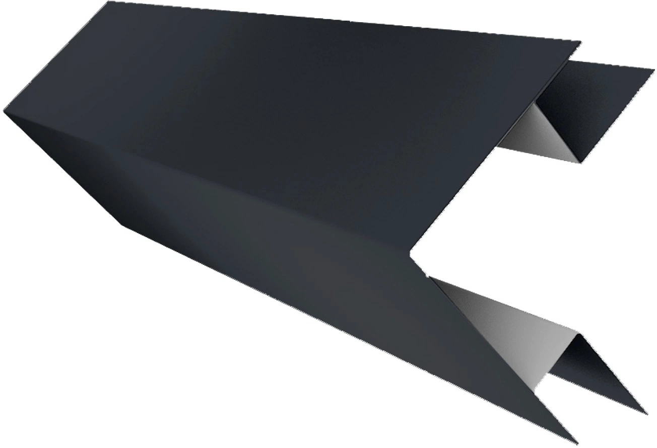 Планка угла внешнего сложного Блок-хаус новый Grand Line 0,5 PurLite матовый RAL 7024 мокрый асфальт (2м)
