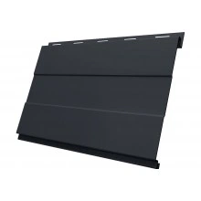 Софит металлический Вертикаль проф Grand Line без перфорации 0,45 Drap TwinColor с пленкой RAL 7024 мокрый асфальт