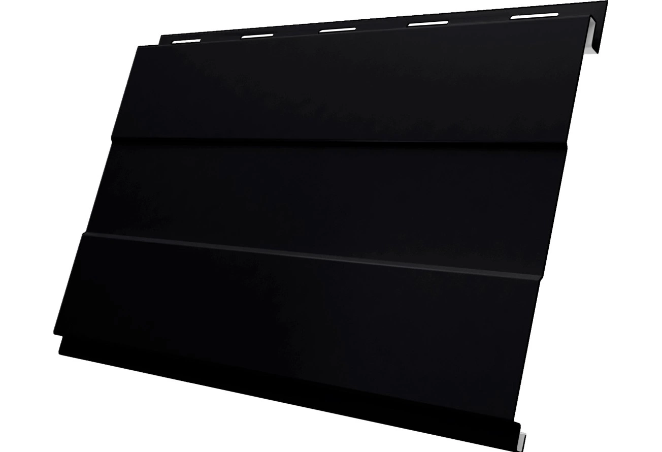 Софит металлический Вертикаль проф Grand Line без перфорации 0,45 Drap ТР с пленкой RAL 9005 черный