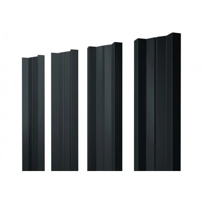 Штакетник М-образный A с прямым резом Grand Line 0,5 PurLite матовый RAL 7016 антрацитово-серый — 697647