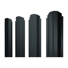Штакетник П-образный A фигурный Grand Line 0,45 Drap ТР RAL 7016 антрацитово-серый