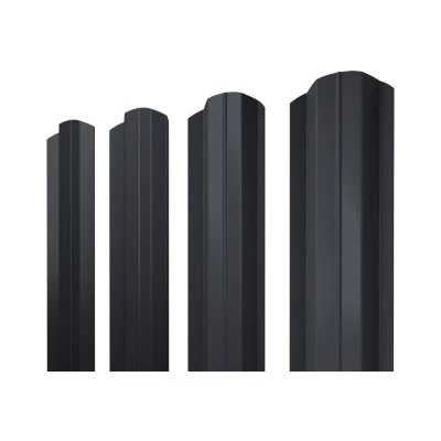 Штакетник М-образный B фигурный Grand Line 0,5 Drap RAL 7024 мокрый асфальт — 703770