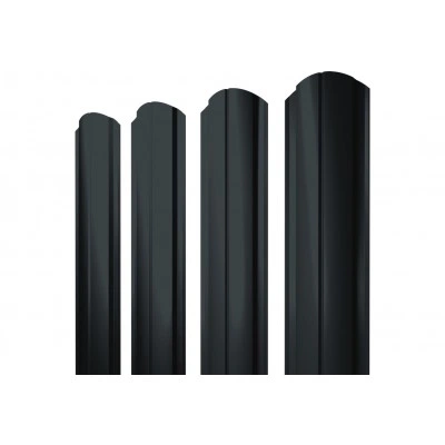 Штакетник Полукруглый Слим фигурный Grand Line 0,5 Drap RAL 7016 антрацитово-серый — 704811