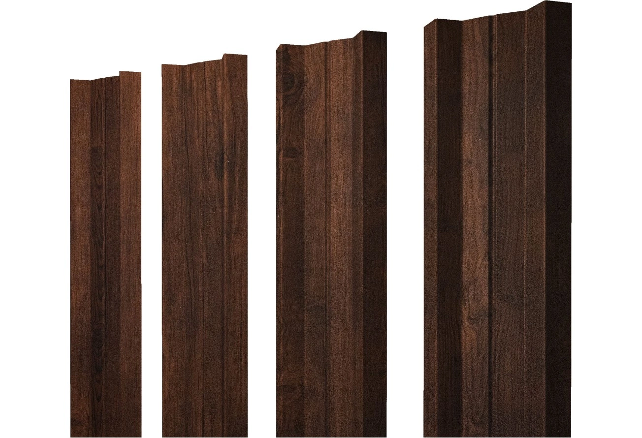 Штакетник М-образный A с прямым резом Grand Line 0,45 Принт Премиум двухсторонний Бразильская вишня темная Фреш