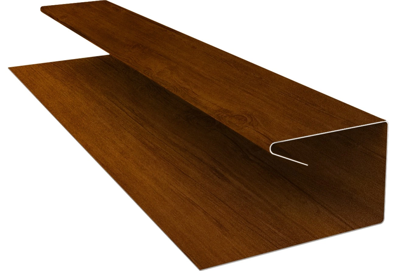 Планка П-образная завершающая сложная Корабельная Доска Grand Line 0,45 Принт Премиум двухсторонний Золотой дуб насыщенный Фреш (2м)